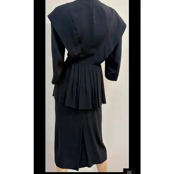 Vintage Junior Guild Original crepe black dress XS/S 1940's pristine - Picture 2 of 9